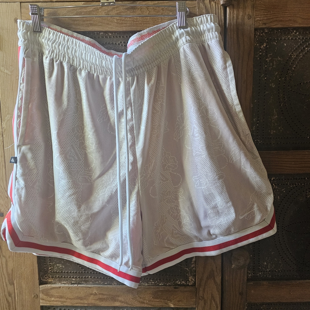 Nike White Athletic Shorts with Red Trim